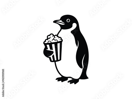 Penguin Popcorn Cute Movie Simple
