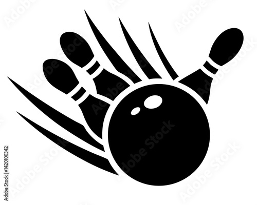 Bowling ball strike pin vector silhouette illustration isolated on white background