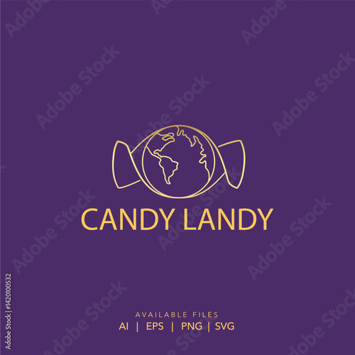 Candy Landy Logo with Wrapped Globe Design - Sweet Global Branding