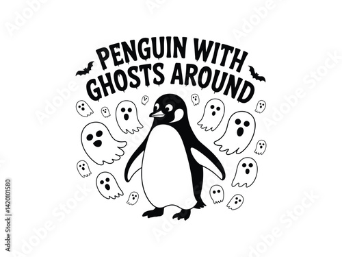Ghost Penguin Cute Halloween Vector