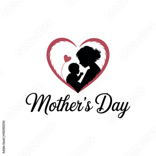 mother's day silhouette logo vector line art logo design