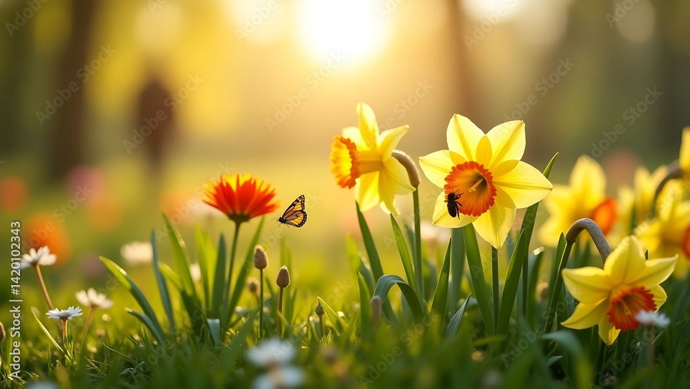 Fototapeta premium yellow daffodils in spring
