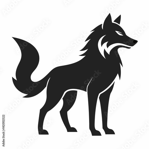 new wolf silhouette animals vector icon on white background