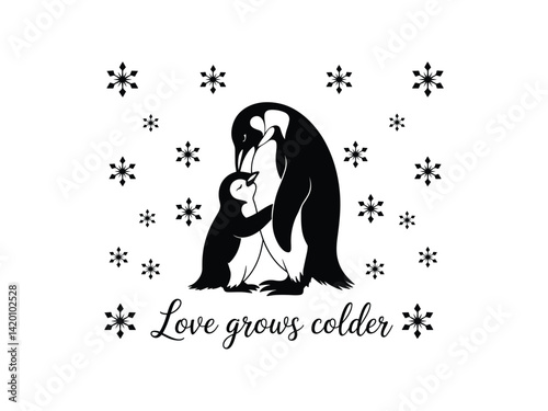 Penguin Mother's Day Family Vector
