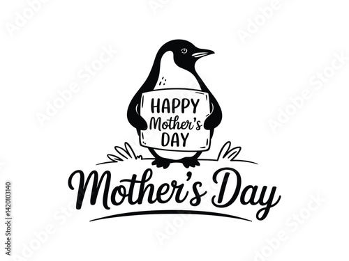 Penguin Mother's Day Family Vector