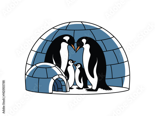 Penguin Mother's Day Family Vector