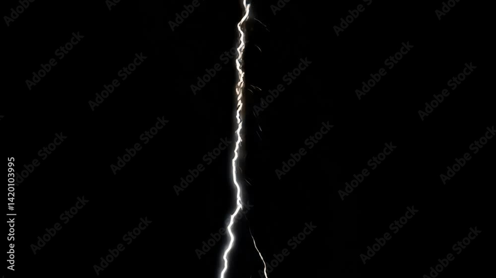 Dramatic lightning bolt night animated overlay, transparent 4K video, alpha channel, ProRes 4444