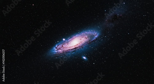 Andromeda Galaxy with Stars on Dark Background