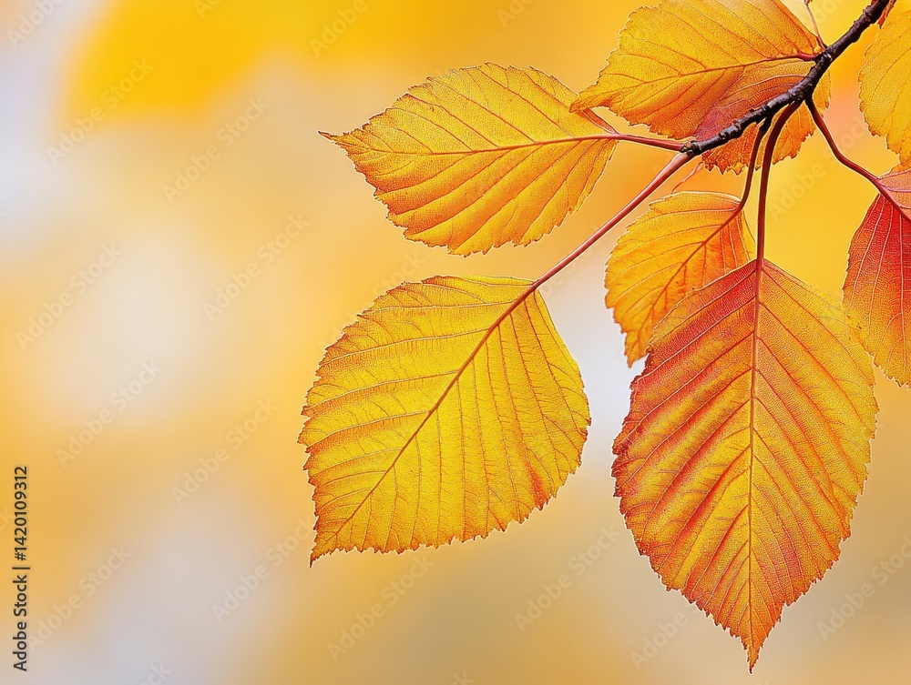 Vibrant autumn leaves on branch Vibrant autumn leaves on branch