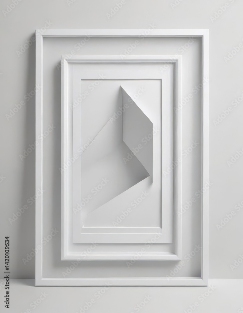 Modern white frame collage mockup, clean lines, geometric shapes, picture, elegant, template Modern white frame collage mockup, clean lines, geometric shapes, picture, elegant, template