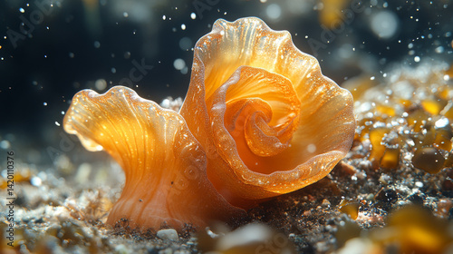 Close-up of Fucus spiralis, a spiral wrack seaweed species growing naturally along a beach