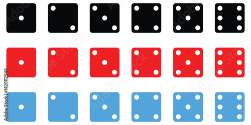 Set of Game dice,Gaming dice icons, Dice from one to six. Dices Vector illustration.