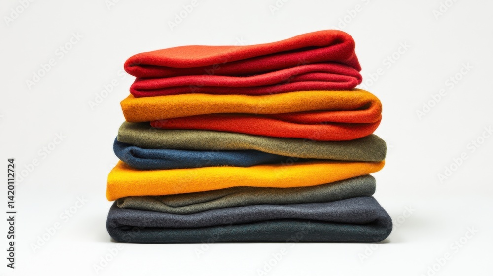 A neatly stacked assortment of felt fabric in various vibrant colors, arranged in layers to showcase the materiala thickness and soft, dense texture