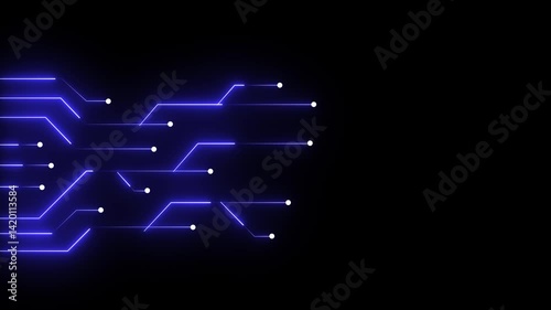 Wallpaper Mural Animated Glowing neon circuit animation on black background. 4k motion graphic video. Torontodigital.ca