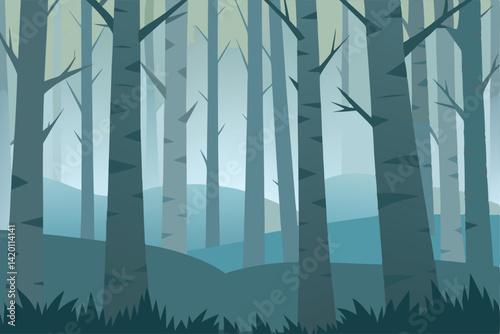 misty morning in the forest