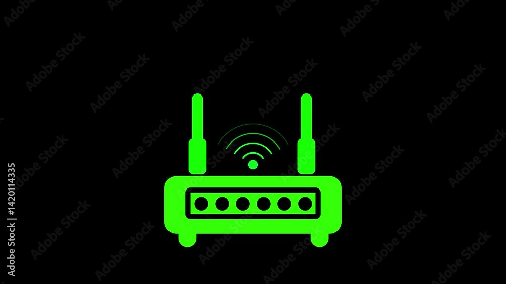 abstract Network router line icon motion graphic animation .wifi router Icon of nice animated .