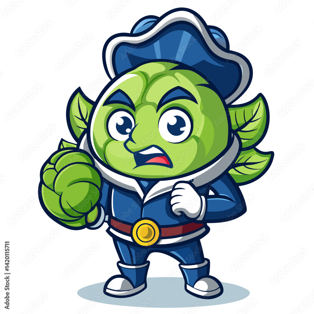 Fototapeta premium Short of Breath Brussels Sprouts Vegetable Illustration