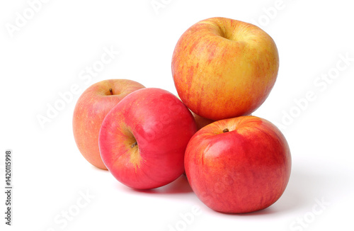 fresh apples are piled up together Several. isolated on white background.
