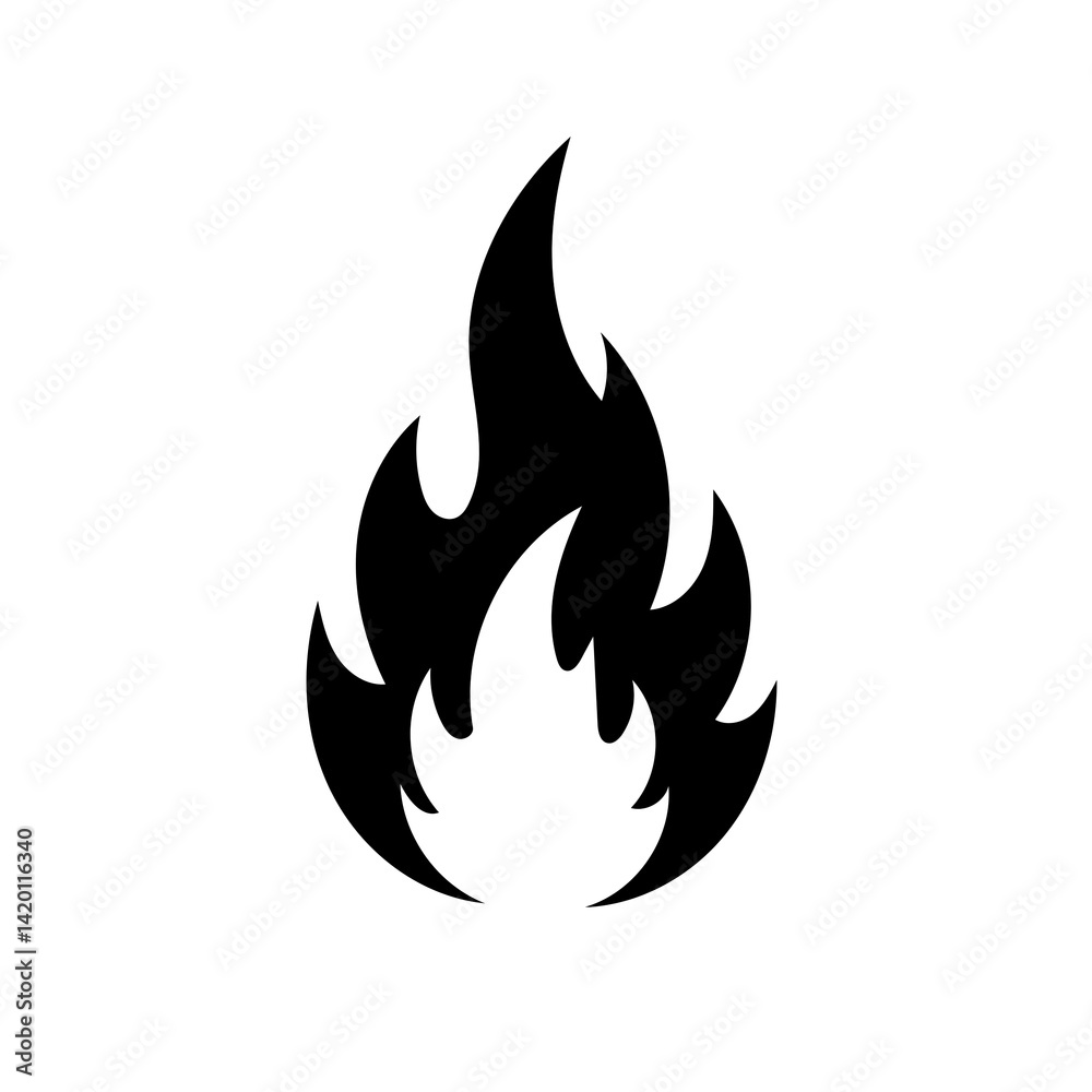 Silhouette of fire flame in a flat style, isolated on transparent background, png image Silhouette of fire flame in a flat style, isolated on transparent background, png image