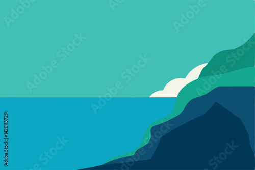 sea landscape with mountains