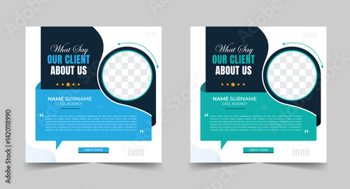 Modern Testimonial Social Media Post Design Template for Business Review

