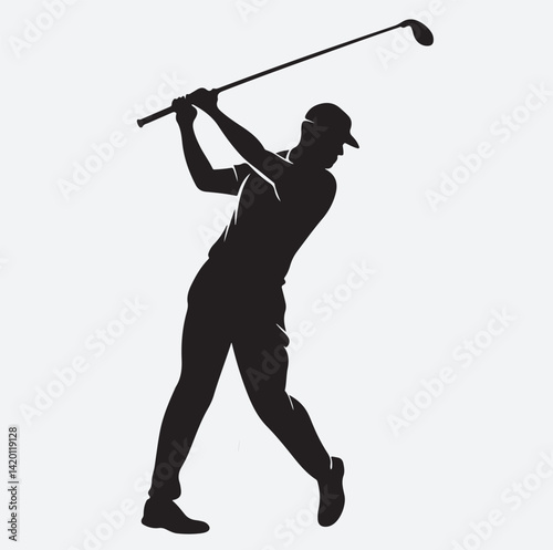 a golfer silhouette vector art illustration, golfer hitting a golf ball