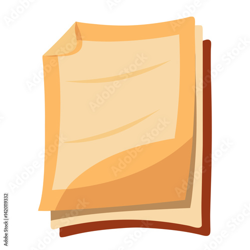 A stack of aged papers hinting at forgotten stories and untold secrets, illustrated with warm, inviting tones and a slightly curved design.