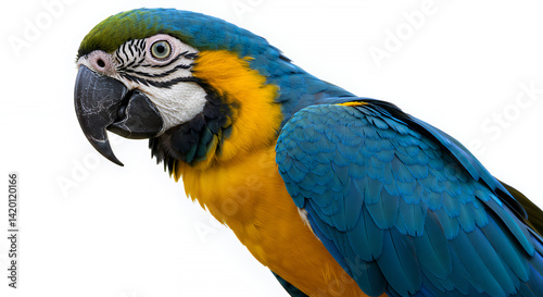 Vibrant Blue and Gold Macaw Parrot Close Up Profile Exotic Bird Wildlife Photography