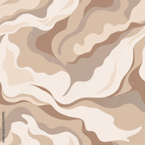 Serene beige and cream abstract swirls creating a calming, minimalist mood with soft flowing lines and muted tones.