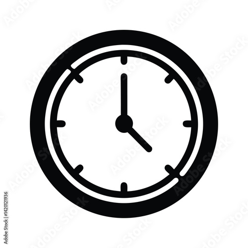 Flat Design Clock Icon Vector