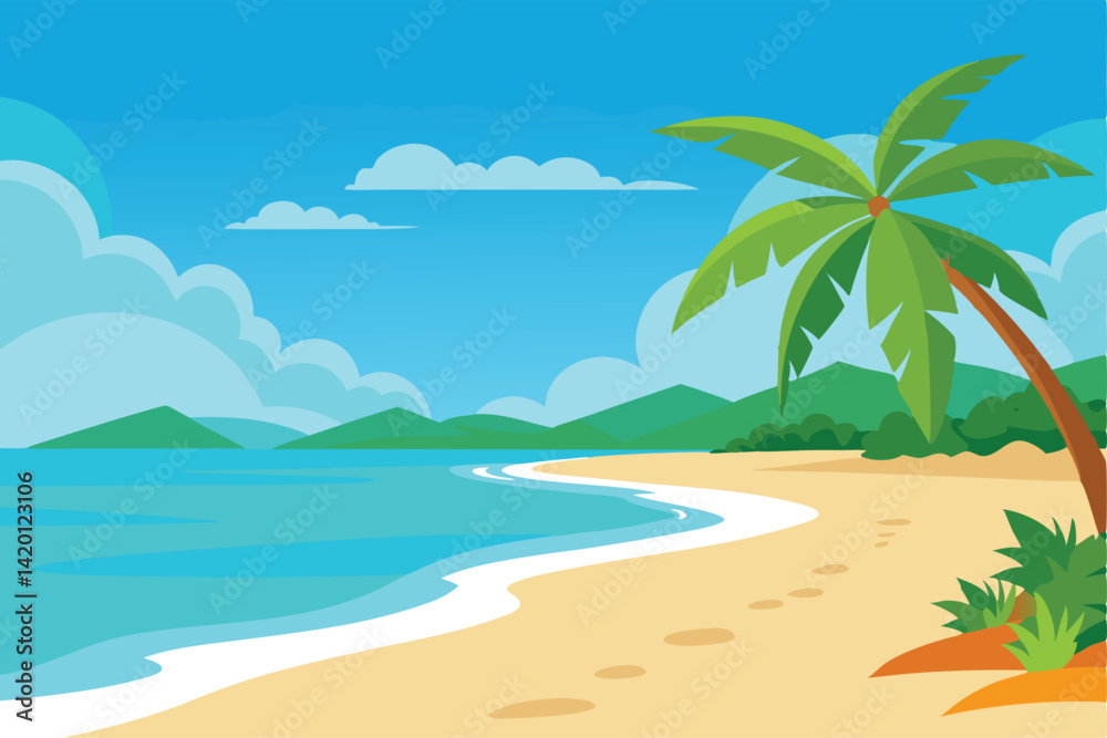 Fototapeta premium tropical beach with palm trees