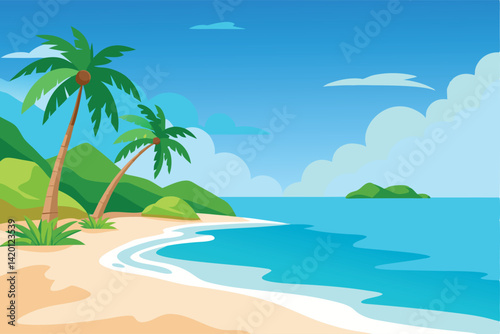 tropical island with palm trees
