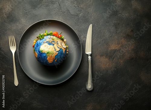 Fototapeta Naklejka Na Ścianę i Meble -  Global Gastronomy: A Painted Earth Bun with Fresh Veggie Garnish