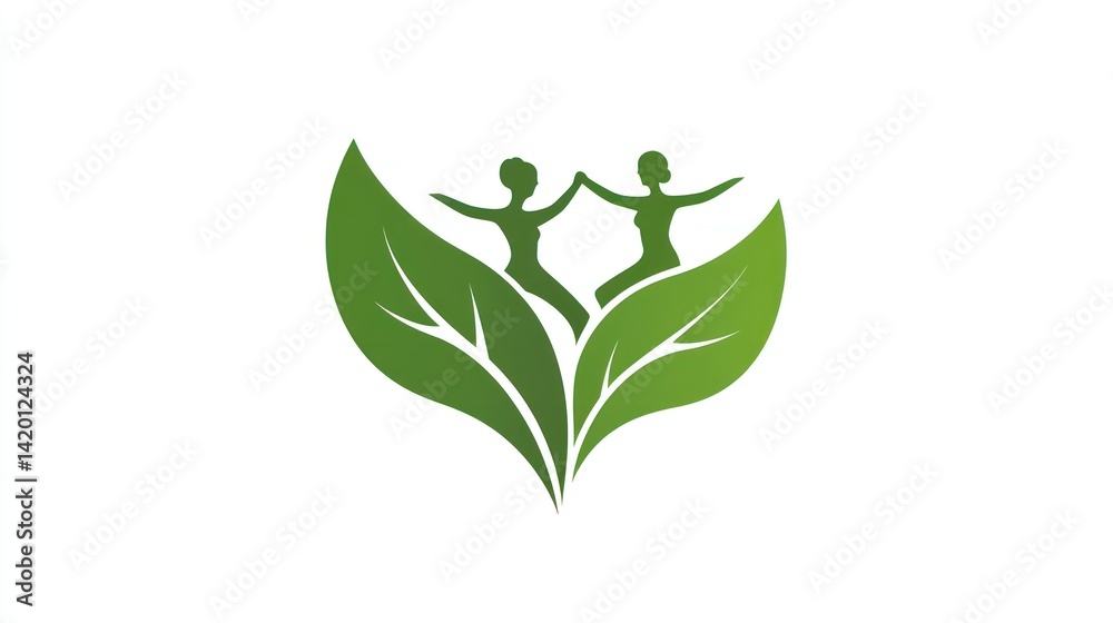 Obraz premium Two figures on leaves, healthy lifestyle
