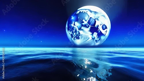 달 바다 야경 잔잔한 밤바다 배경