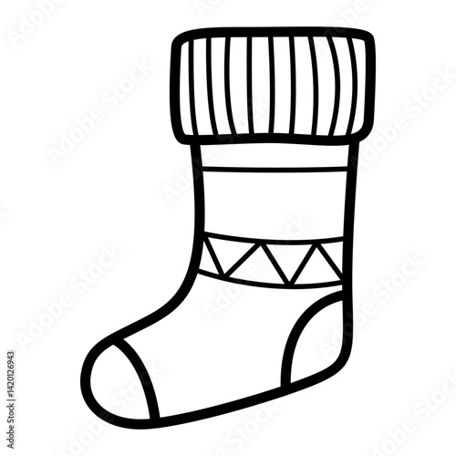 Knitted Holiday Sock with Geometric Pattern photo