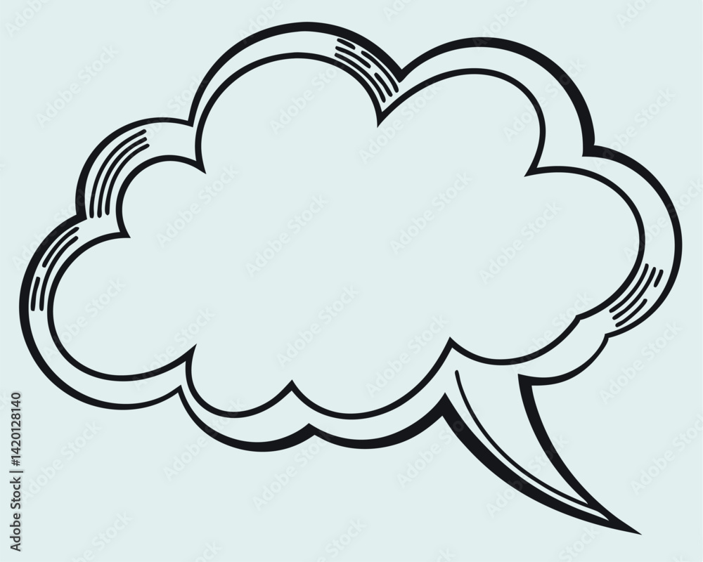 Soft Blue Cloud Speech Bubble Vector for Dreamy Communication. Soft Blue Cloud Speech Bubble Vector for Dreamy Communication.
