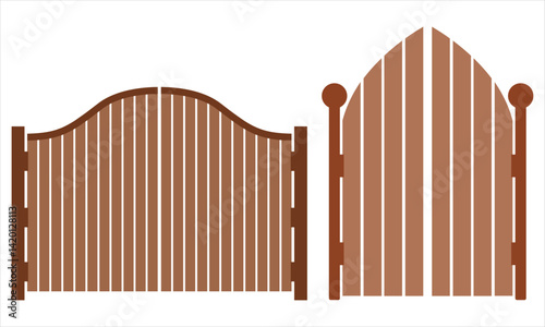 wooden gates vector set