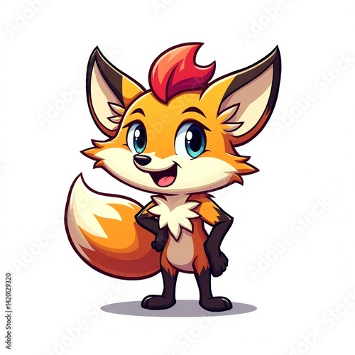 High-res vector of a mischievous fox mascot in a dynamic, symmetrical pose, styled with electric colors and bold outlines, ideal for gaming, eSports, and edgy branding projects. ai generated 
