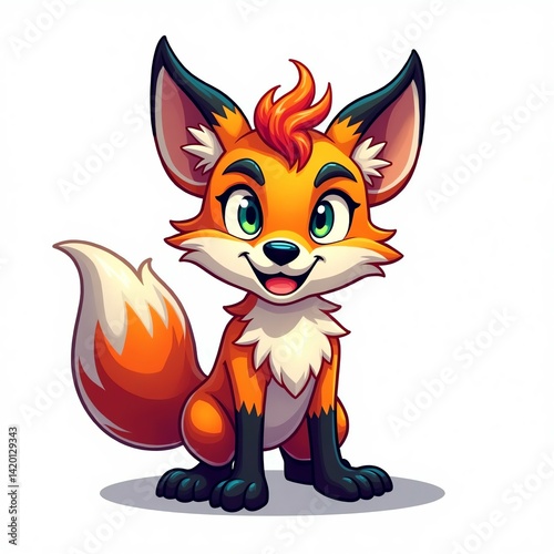 Funky fox mascot in vibrant vector style, bold pose, edgy neon colors, perfect for gaming logos, esports branding, or modern merchandise design on a clean white background.