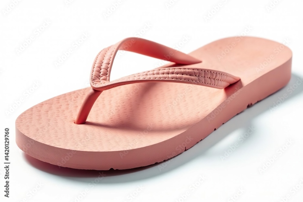Close-up of a single flip-flop against pure white , beach, texture, relaxation Close-up of a single flip-flop against pure white , beach, texture, relaxation