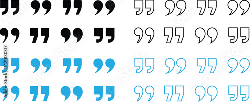 Quote Marks Abstract Vector Icon Set Quotes icon. Quote mark icon set for conversation or definition. Quote speech symbol vector illustration.Quote mark. Quotes icon set. Black quotes icons set vector