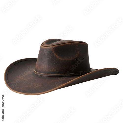 brown leather cowboy hat