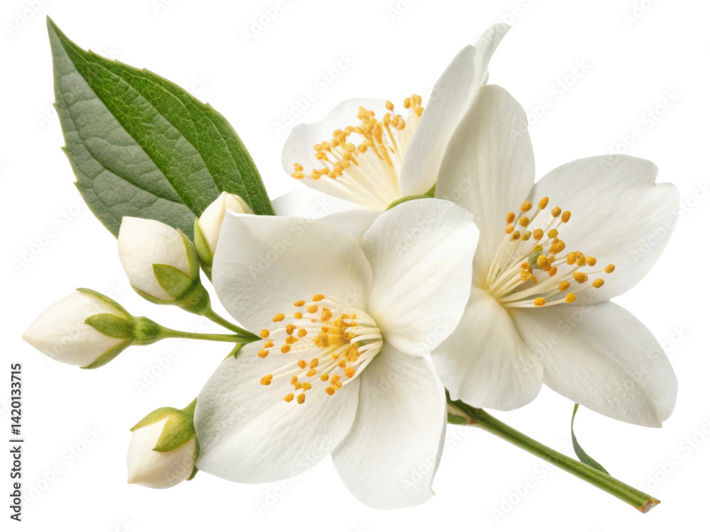 Obraz premium Jasmine flower blooms radiate beauty and fragrance bringing joy to any garden or arrangement