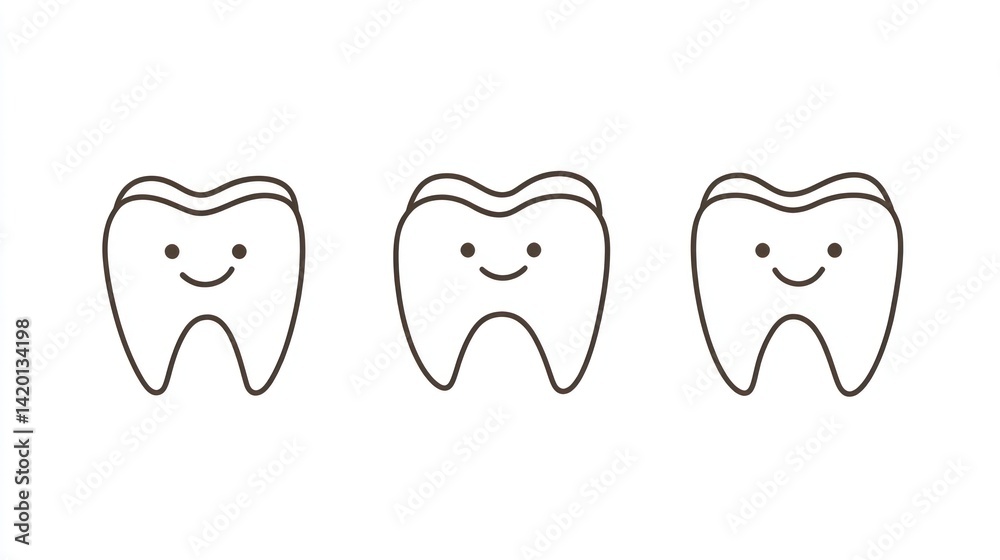 Fototapeta premium Cute teeth illustration set