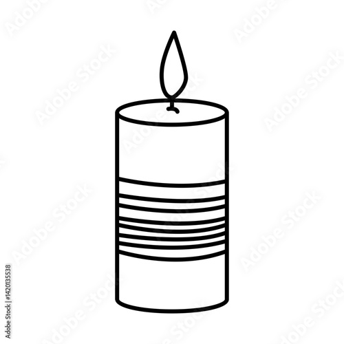Christmas Candle with Horizontal Line Pattern