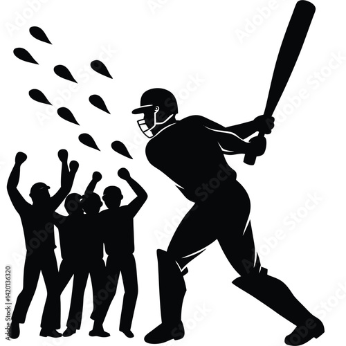 Batsman Preparing to Face a Bowler