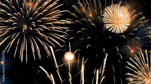 Festive fireworks animated overlay, transparent 4K video, alpha channel, ProRes 4444