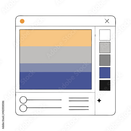 A calming palette of sunset hues displayed in a simple, elegant digital color picker, showcasing tranquil blues, soft grays and warm beige tones.