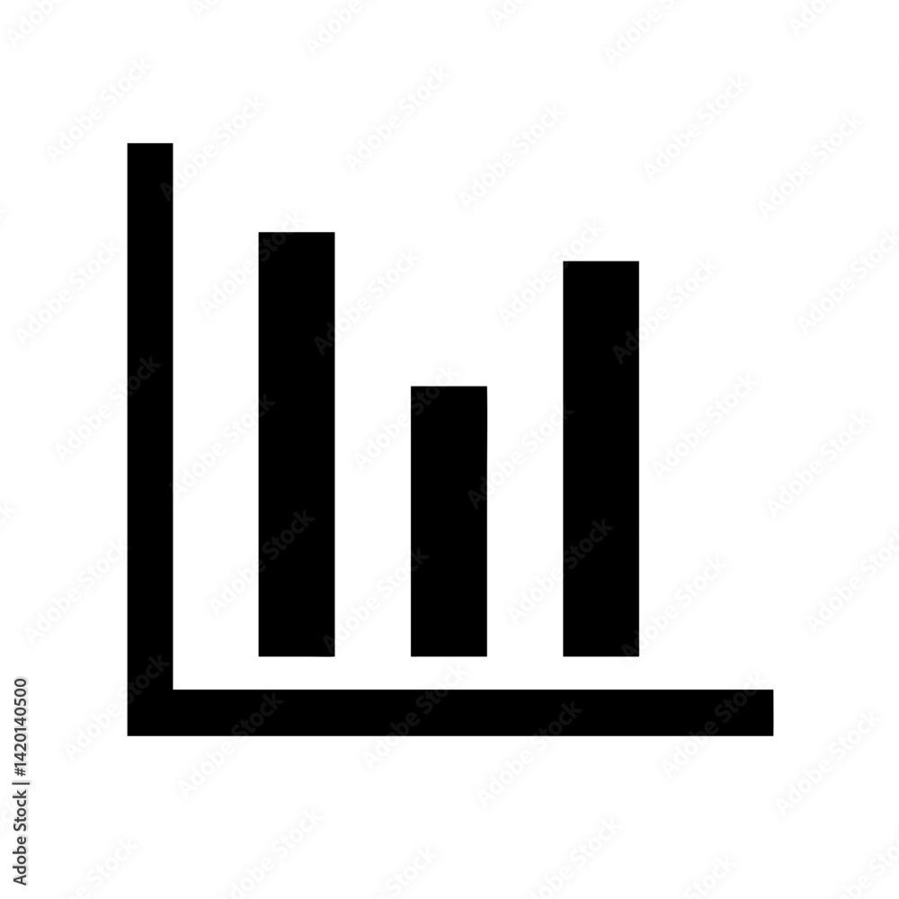 A bold black outline icon of a vertical bar graph, representing growth, sales performance, and data visualization. A bold black outline icon of a vertical bar graph, representing growth, sales performance, and data visualization.